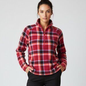 Eddie Bauer Plaid Fleece Half Zip Pullover